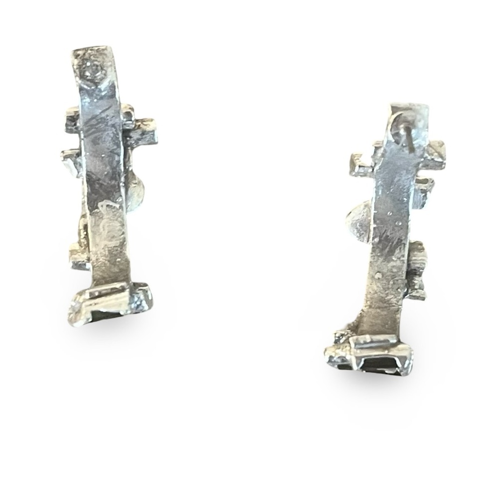 Pure Silver Artisan Green Tourmaline, Amethyst, Moonstone Earrings by C + R - Picture 9 of 9